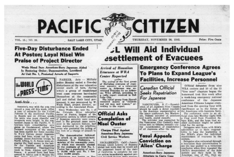 The Pacific Citizen, Vol. 15 No. 26 (November 26, 1942) (ddr-pc-14-25)
