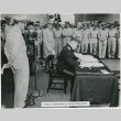 Japanese forces signing the surrender treaty (ddr-densho-299-98)