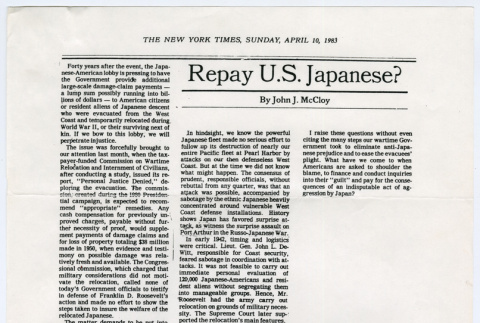 Anti-reparation article written by John J. McCloy (ddr-densho-1007-1111)