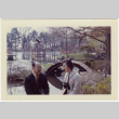 Kaneji Domoto with Elaine Reinelt sitting in Japanese Garden (ddr-densho-377-1349)