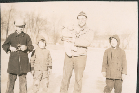 Chester Sakura, with David, Gerald, Chester Jr. and Norman (ddr-densho-523-178)