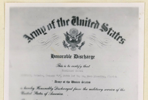 Honorable discharge for Yoshinobu Suzuki (ddr-densho-37-1894)