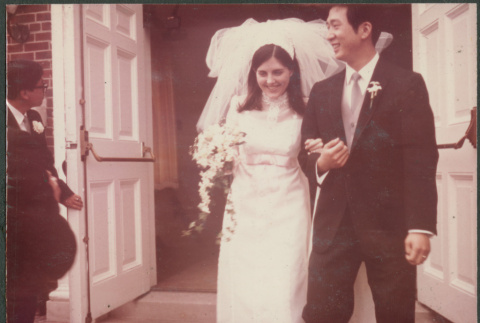 Bride and groom leaving church (ddr-densho-523-519)