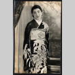 Woman in a floral kimono (ddr-densho-404-138)