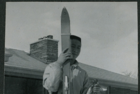 Man with skis (ddr-densho-523-366)