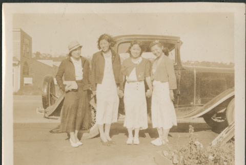 Four women by car (ddr-densho-316-237)