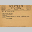 Western Union Telegram to Toichiro Domoto and Family from Paul M. Hiratza [sic] (ddr-densho-329-670)