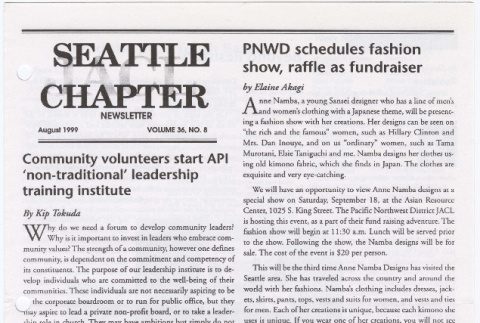 Seattle Chapter, JACL Reporter, Vol. 36, No. 8, August 1999 (ddr-sjacl-1-465)