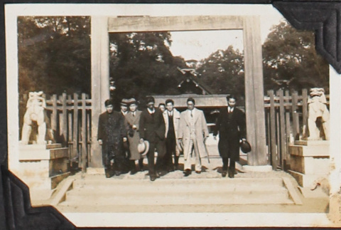 Group of men standing in front of shrine (ddr-densho-326-350)