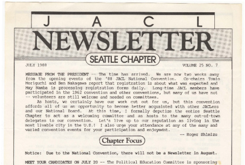 Seattle Chapter, JACL Reporter, Vol. 25, No. 7, July 1988 (ddr-sjacl-1-375)