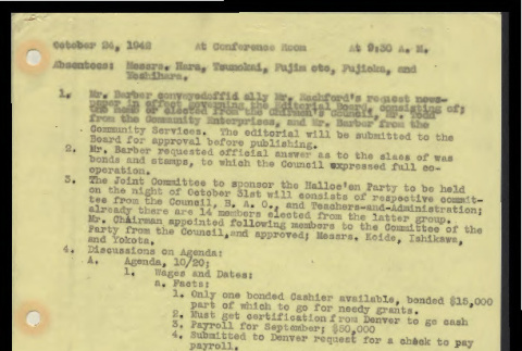 Minutes from the Heart Mountain Block Chairmen meeting, October 24, 1942 (ddr-csujad-55-300)