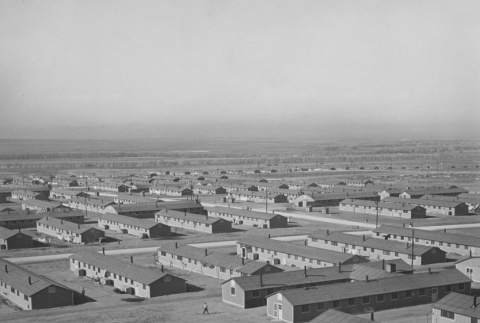 Aerial view of section of emergency center at Granada incarceration camp (ddr-csujad-14-48)
