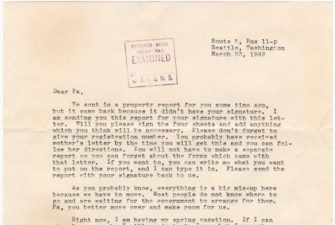 Letter to Kinuta Uno at Fort Missoula (ddr-densho-324-4)