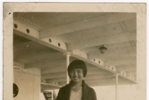 Photo of Gloria Kusano Kubota on board ship (ddr-densho-122-628)