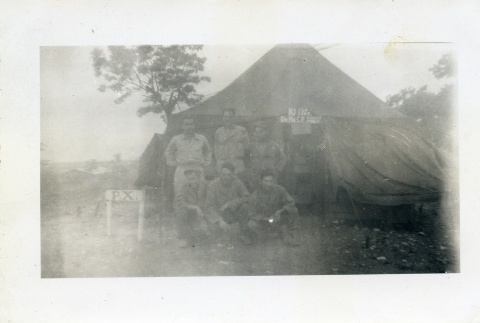 Soldiers in front of a tent (ddr-densho-22-392)