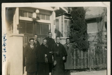 Men pose in front of house (ddr-densho-359-840)