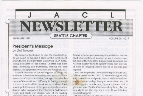 Seattle Chapter, JACL Reporter, Vol. 28, No. 9, September 1991 (ddr-sjacl-1-533)
