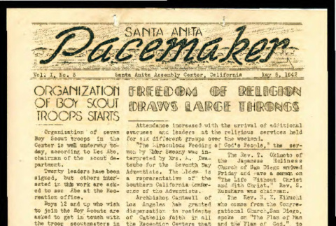 Santa Anita pacemaker, vol. 1, no. 5 (May 5, 1942) (ddr-csujad-55-1237)