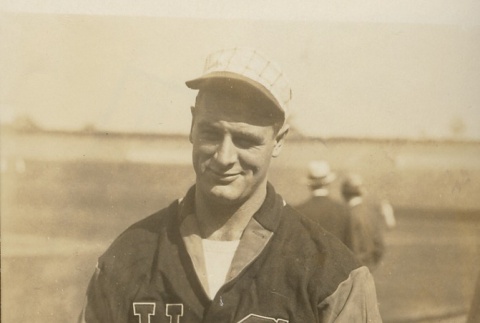 Lou Gehrig in a U.S. baseball jacket (ddr-njpa-1-503)