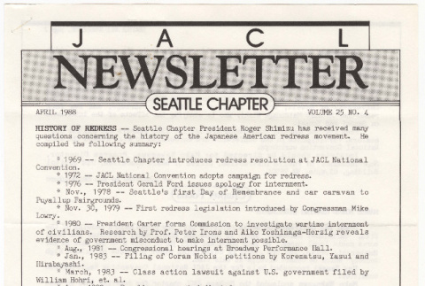Seattle Chapter, JACL Reporter, Vol. 25, No. 4, April 1988 (ddr-sjacl-1-373)
