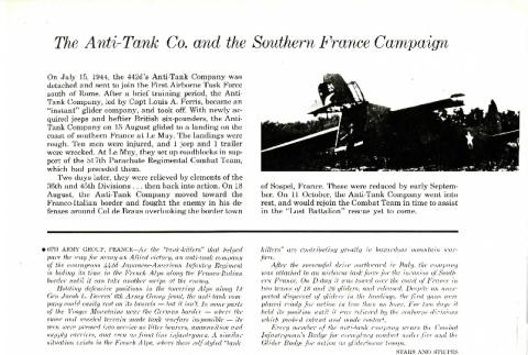 Anti-Tank Co. and the Southern France Campaign, [clippings] (ddr-csujad-1-58)
