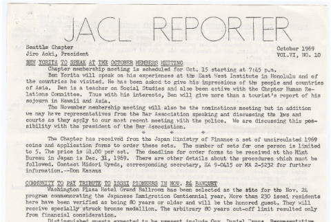 Seattle Chapter, JACL Reporter, Vol. VI, No. 10, October 1969 (ddr-sjacl-1-112)