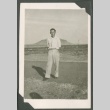 A man at Tule Lake, Abalone Hill in background (ddr-densho-328-40)