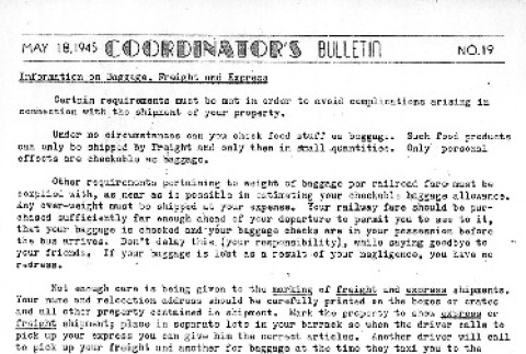 Heart Mountain Coordinator's Bulletin No. 19 (May 18, 1945) (ddr-densho-97-562)
