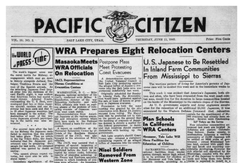 The Pacific Citizen, Vol. 15 No. 2 (June 11, 1942) (ddr-pc-14-5)