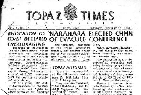 Topaz Times Vol. X No. 14 (February 17, 1945) (ddr-densho-142-382)