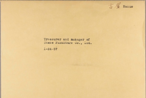 Envelope of Hanzo (last name unknown) photographs (ddr-njpa-5-660)