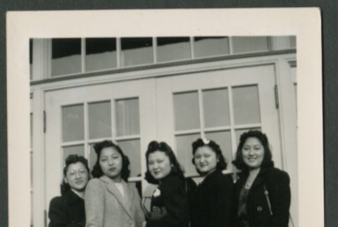 Five women in front of doors (ddr-densho-359-200)