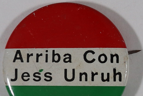 Arriba con Jess Unruh pin (ddr-densho-433-899)
