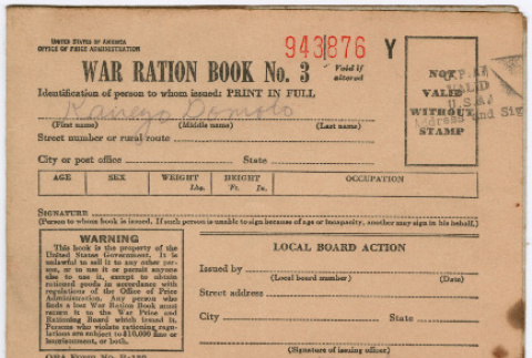 War Ration Book No. 3 (ddr-densho-329-1014)