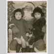 Naomi and Elaine Isoshima with Santa Claus (ddr-densho-477-206)