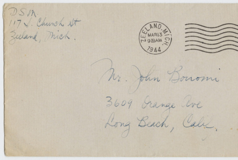 Envelope addressed to John Bonomi (ddr-janm-21-29)