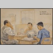 Painting of the administration office at Santa Fe Internment Camp (ddr-manz-2-26)