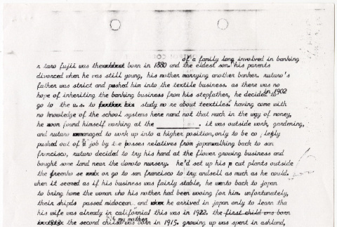 Notes for Fujii Family history (ddr-densho-578-22)