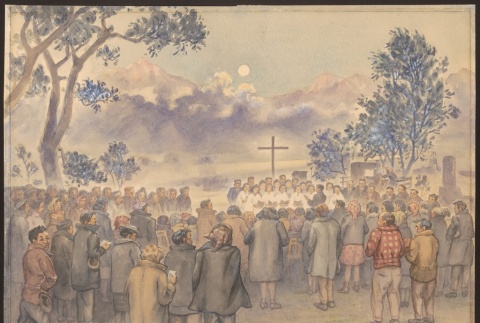 Painting of Easter service (ddr-manz-2-15)
