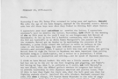 Letter to Michi Weglyn, February 26, 1979 (ddr-csujad-24-65)