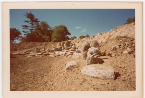 Rock waterfall and pond under construction (ddr-densho-377-2204)