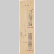 Set of accounting lists on adding machine tape, backs of blank Starlight Laundry Receipts (ddr-densho-423-304)