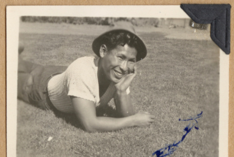 Man on a lawn (ddr-densho-542-261)