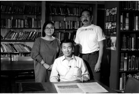 Frank S. Emi with Loni Ding and crew member (ddr-densho-1007-1159)