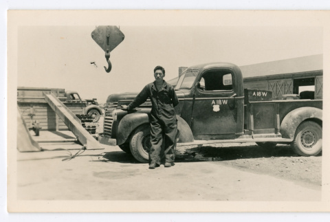Man with pickup truck (ddr-densho-475-314)