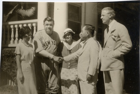 Babe Ruth posing with a group from Hawai'i (ddr-njpa-1-1396)