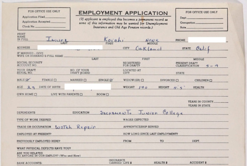 Employment application (ddr-densho-424-549)
