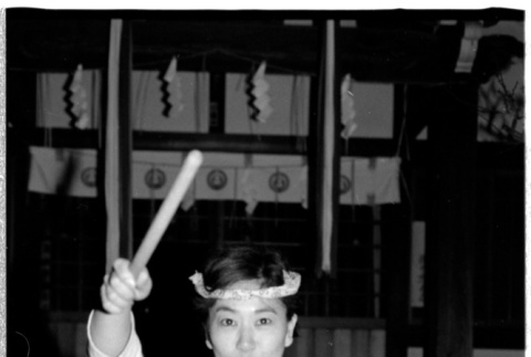 Chizuko drumming (ddr-densho-1007-1233)