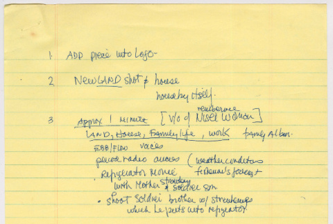 Color of Honor editing notes (ddr-densho-1007-1071)