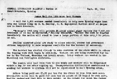 Heart Mountain General Information Bulletin Series 14 (September 22, 1942) (ddr-densho-97-84)
